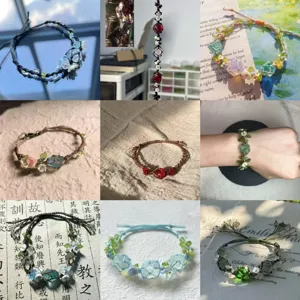Handwoven macrame crystal wreath bracelet handmade gemstone net woven jewelry gift for best friends