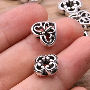 Perles en alliage DIY en gros, breloques d'espacement cœur papillon fleur pour bijoux