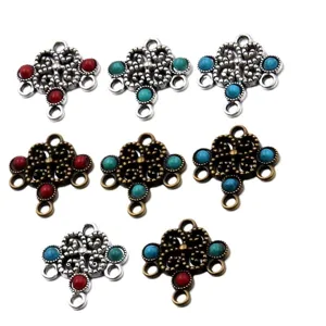 Alloy filigree connector charms multi-hole vintage jewelry DIY making accessories 23X26mm