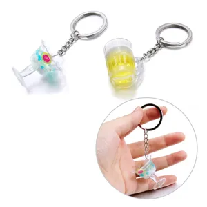 Leuke hars fruit cocktail en bierpul sleutelhanger set, creatieve tas bedel accessoire.