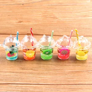 Miniature fruit bear resin cups detail, colorful DIY charms, 27x33mm accessories.