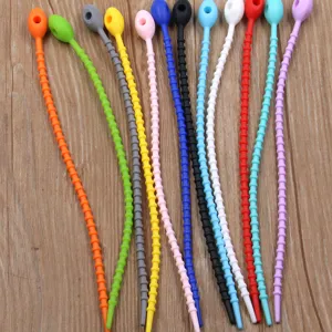 Colorful silicone cable ties reusable flexible wire management strap multi-color binder details view