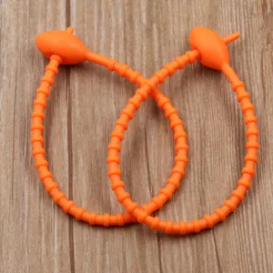 Orange silicone cable ties reusable twist wire organizer silicone strap for bundling and binding.