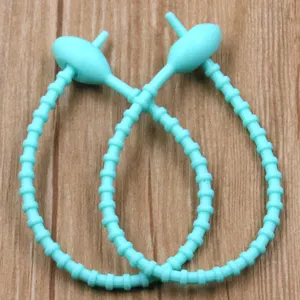 reusable silicone zip ties cable ties multi-purpose flexible wire organizer light blue 2pcs