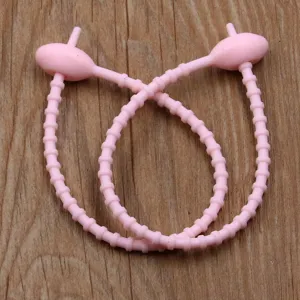 Pink silicone cable tie reusable soft rubber strap oval head cord organizer zip tie 13 color