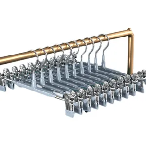 Perchas para pantalones de acero inoxidable con pinzas fuertes, soportes organizadores de ropa.