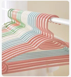 Plastic clothes hangers non slip seamless home dormitory clothes drying storage rack pastel colors