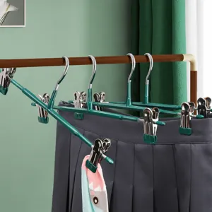 Perchas de acero inoxidable para pantalones con agarre fuerte para secado de ropa en casa