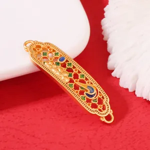 Verguldeter Emaille Palast Stil Verbinder Anhänger, hohles Ruyi Design für DIY Schmuck.