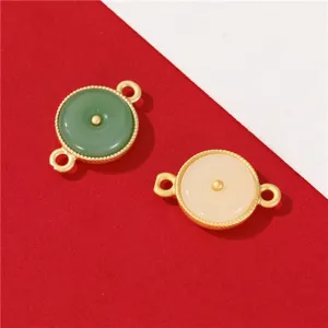 Goldsand Emaillierte DIY Schmuckverbinder, runde Oesen Accessoires für handgemachte Armbänder.