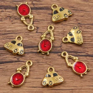 Ciondolo in Acciaio Inossidabile Oro con Smalto a Goccia Sveglia Auto Fai da Te Accessori per Collane e Bracciali