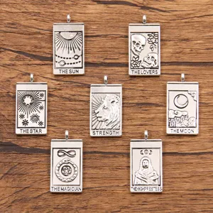 Vintage Tarotkaart Bedeltjes Zinklegering Antiek Zilveren Hangers 27G4 Voor DIY Sieraden Maken Kettingen Accessoires
