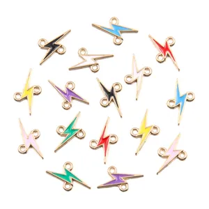 Colorful enamel lightning bolt charms connectors for DIY jewelry making bracelets necklaces