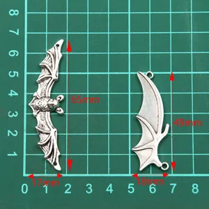 Halloween bat metal connectors DIY zinc alloy charms jewelry findings 2pcs size details
