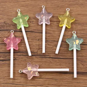 Colorful resin star lollipop charms DIY jewelry pendants cute accessories craft set