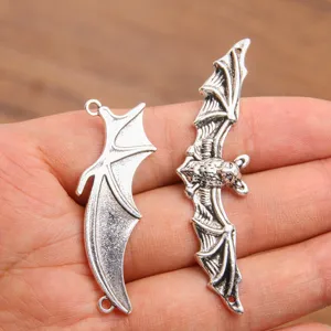 DIY silver zinc alloy bat connector charms for Halloween jewelry making, bracelet and necklace.
