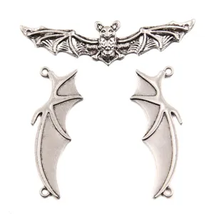 DIY zinc alloy bat connectors and wing charms for Halloween jewelry making, necklace bracelet.