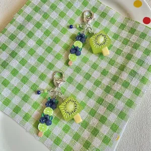 Creative fruit beaded phone chain summer kiwi blueberry popsicle bag pendant cute charm