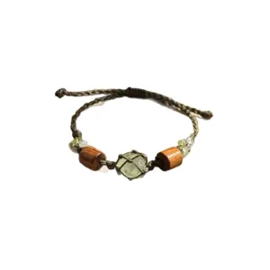 Handgefertigtes gewebtes Kristallarmband mit Holzperlen, rustikaler Schmuck Geschenke für Damen.