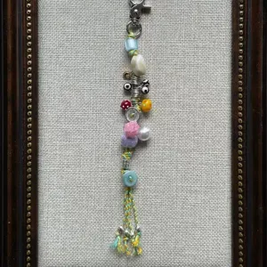 Handmade beaded phone charm multi element bag accessory stylish cute aesthetic decorative pendant