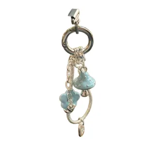 Niche sweet cool mushroom phone charm metal snake bone chain bag pendant keychain accessory