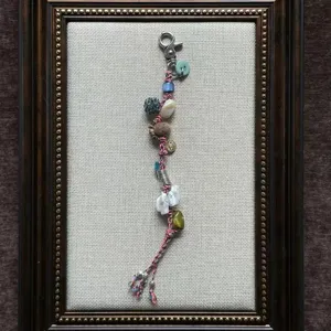 Boho style handmade beaded phone charm and bag pendant with colorful multi elements for women