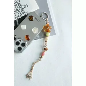 Ins style handmade beaded phone charm, vintage multi-element bag pendant and strap.