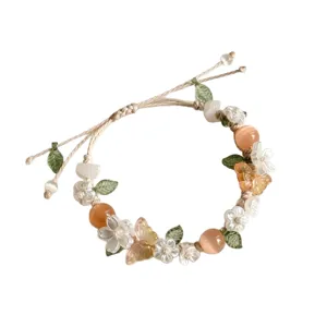 Handmade woven butterfly flower bracelet adjustable rope cute aesthetic jewelry gift