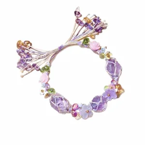 Originale bracciale di fiori intrecciati in cristallo viola simpatico gioiello regalo tasca