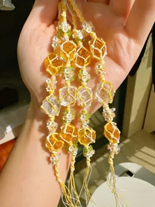 Handgemaakte macramé kristalsteen geweven net armband beste vriendin cadeau gedetailleerd weergave