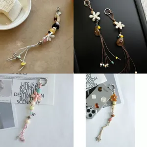 Handmade beaded phone charm summer style multi-element bag chain aesthetic cute accessory