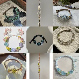 Handgemaakte macramé kristal gevlochten bloem armband collectie, perfect sieraden cadeautje.