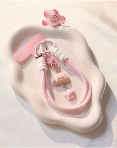 Cute pink cloud star phone lanyard wrist strap, lovely keychain for camera and keys charm.