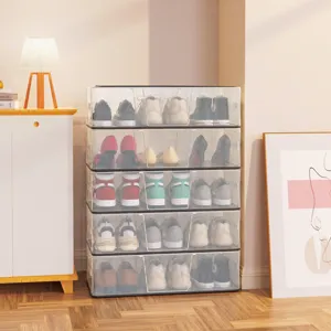 Caja De Zapatos Plegable De Malla Transparente Contenedor De Almacenamiento Debajo De La Cama