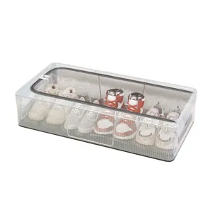 Organizador de zapatos debajo de la cama de malla plegable con cremallera transparente