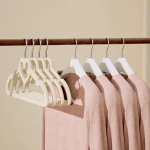 Children velvet clothes hangers anti-slip space saving slim heart shape coat hangers