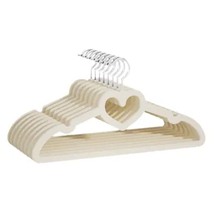 Kids flocked clothes hangers, velvet non-slip heart design coat hangers for children wardrobe.