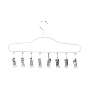 Tendedero de ropa multi-pinzas blanco con ganchos metálicos para calcetines y ropa interior vista