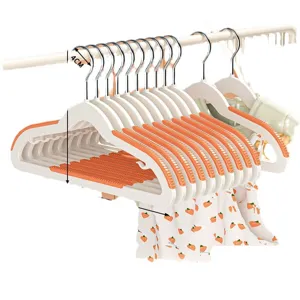 Kids plastic clothes hangers non-slip baby infant coat hanger set main view display.