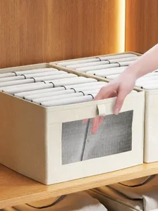 Opvouwbare stoffen opbergdoos met doorzichtig venster, kastorganizer voor kleding en ondergoed.