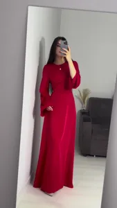 Elegant solid color long sleeve slim fit maxi dress for women, perfect for spring daily wear.