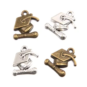Zinc Alloy Academic Cap Diploma Charms Graduation Season DIY Jewelry Making Accessories For Necklace Bracelet Pendants