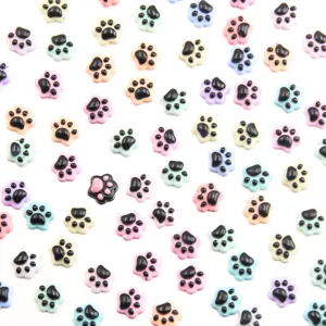 Mini Resin Dog Paw Charms Animal Paw Print Patches For DIY Phone Case Hair Clip Craft Jewelry Making Accessories