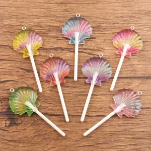 Resin Shell Lollipop Fan Shaped Charms Pendants For DIY Keychain Bag Clothing Jewelry Making Crafts Accessories