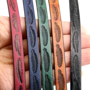 PU leather feather embossed cord strap DIY bracelet jewelry making accessory 120x1cm