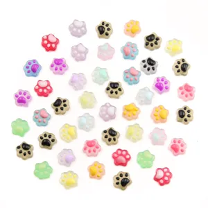 Colorful mini resin paw charms cute animal footprints for DIY phone case hair clips accessories