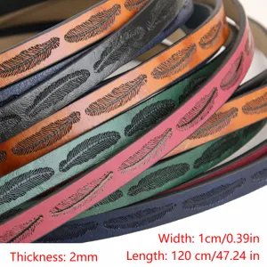 PU Leather Feather Pattern Cord String Alloy DIY Bracelet Jewelry Making Accessory For Handcrafted Fashion Jewelry Findings