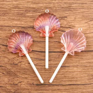 Resin Shell Lollipop Pendant DIY Acrylic Craft Charm for Jewelry Bag Clothes Decoration