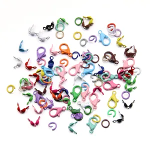 Legierung Galvanisiert Bunte DIY Schmuck Zubehör Set Hummer Verschlüsse Offene Binderinge Verbinder Für Handgefertigte Bastelarbeiten
