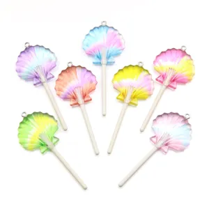 Colorful shell lollipop resin pendants DIY acrylic charms for crafts 30x69mm jewelry accessories